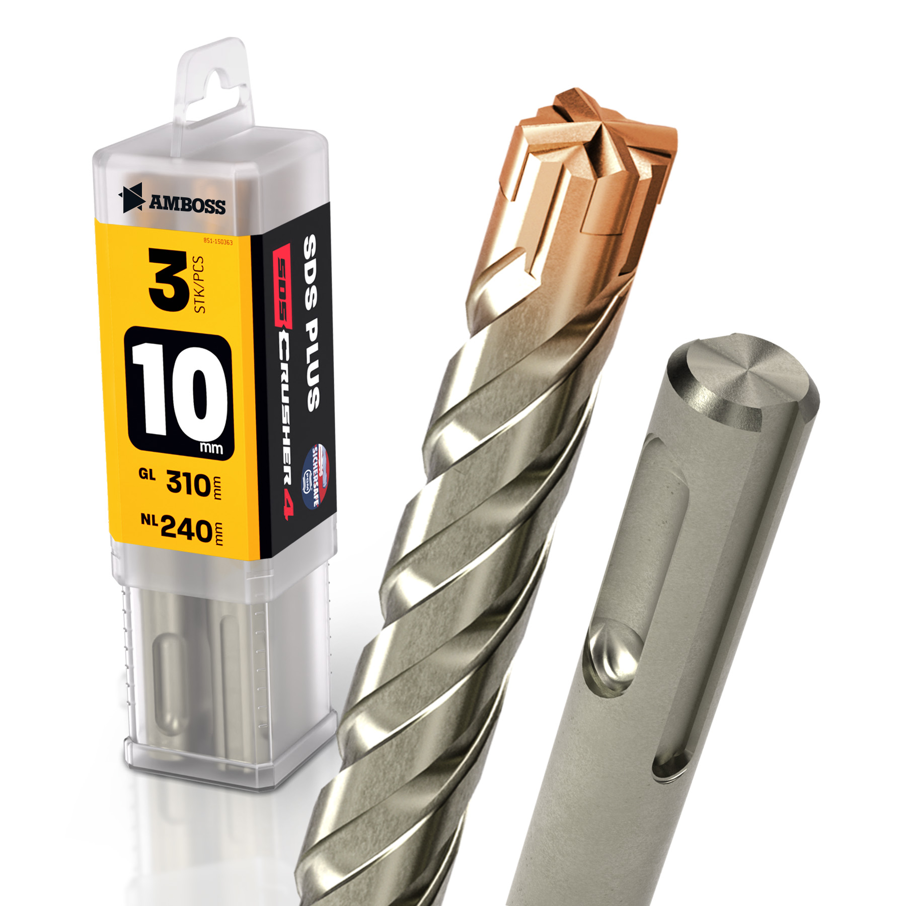 3x Bohrer SDS Plus Schaft - Ø:10 mm - GL: 310 mm