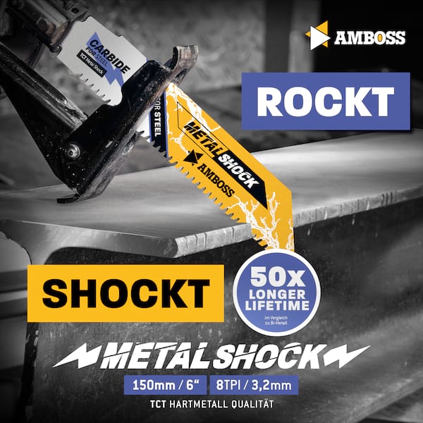 3x Amboss Metal Shock Säbelsägeblatt Länge 300 mm 8 ZpZ