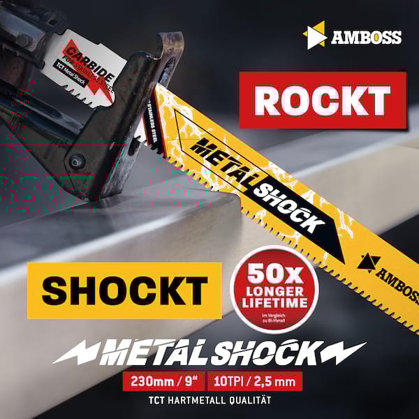 10x Amboss Metal Shock Säbelsägeblatt Länge 230 mm 10 ZpZ