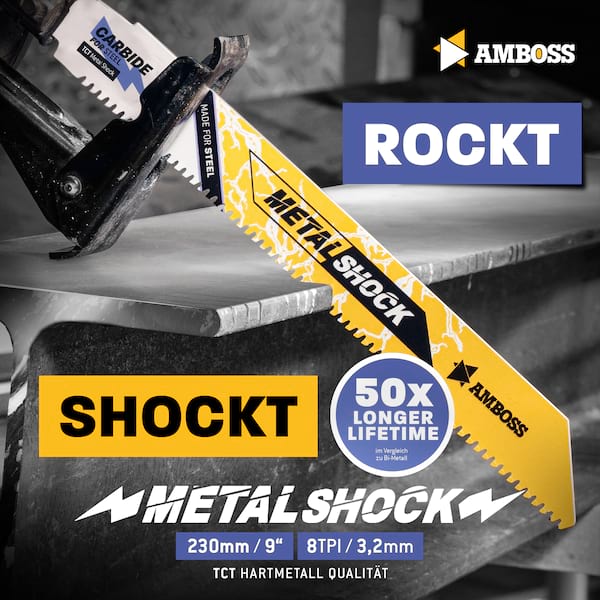 3x Amboss Metal Shock Säbelsägeblatt Länge 230 mm 8 ZpZ