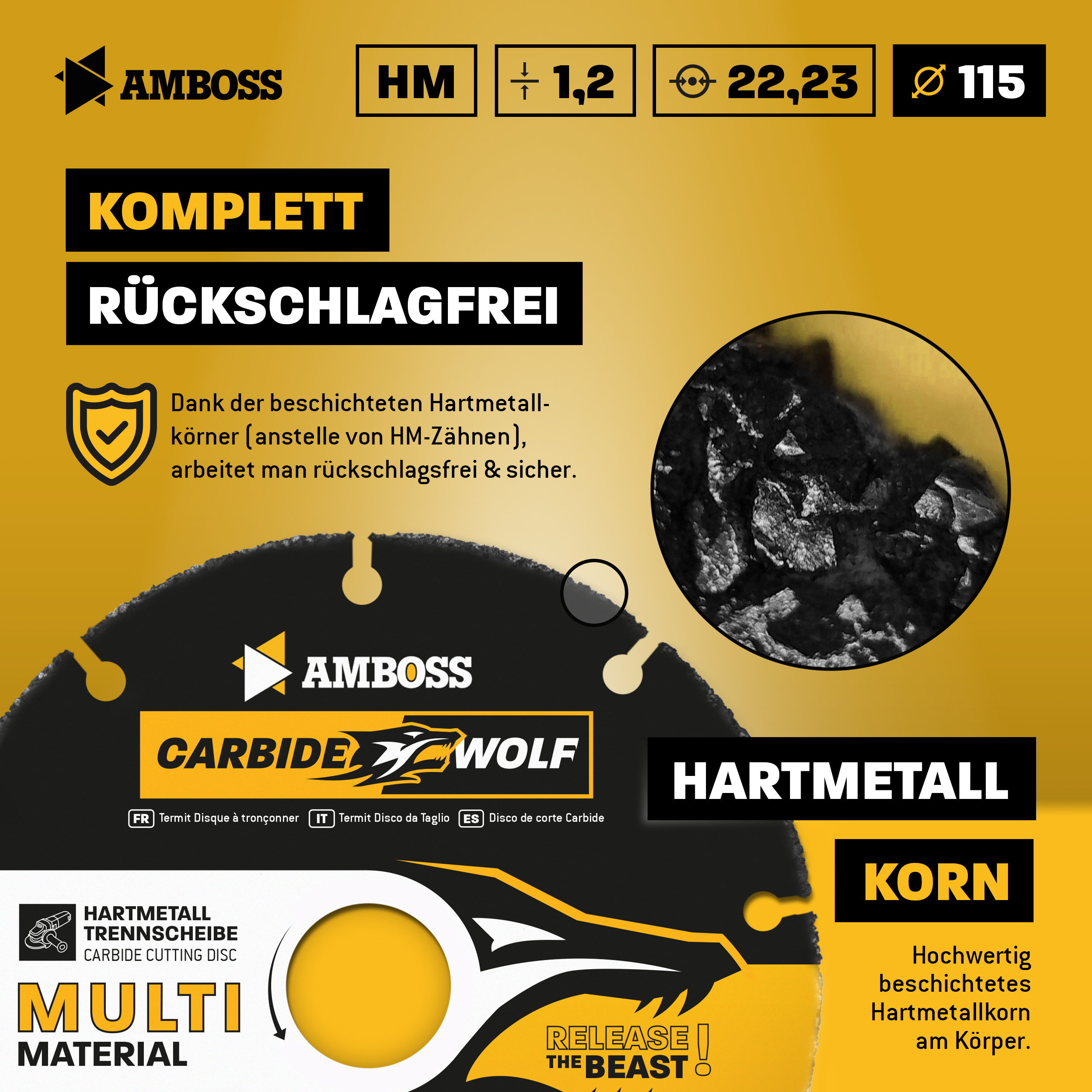 Amboss Carbide Wolf HM Trennscheibe - 115 x 1.2 x 22.2