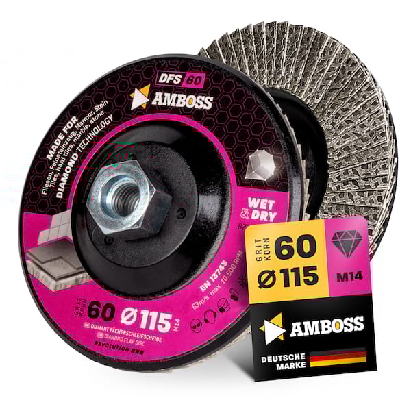 Amboss Diamant Fächerschleifscheibe 115mm K60 M14