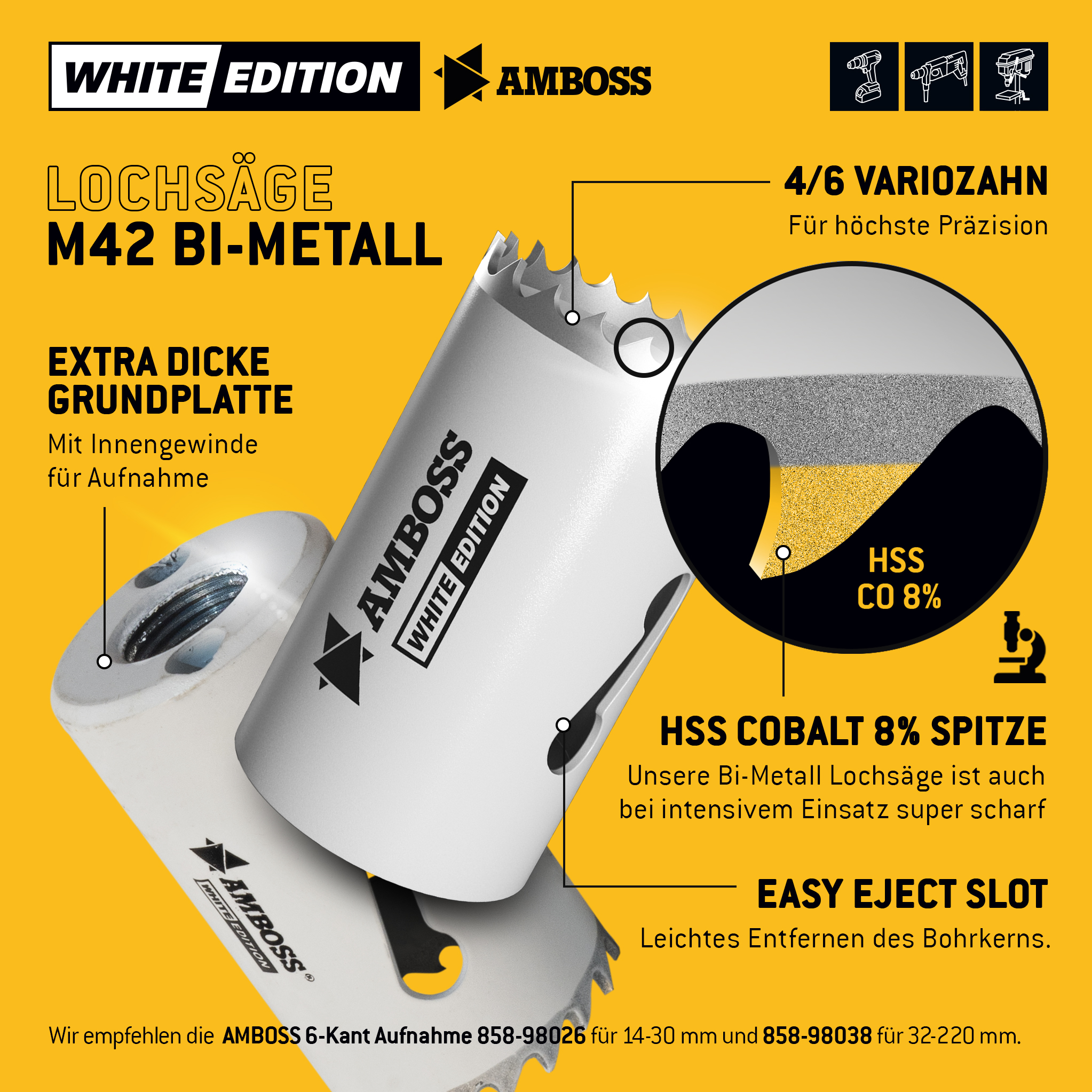 HSS M42 Amboss Lochsäge Ø 19 mm (ohne Aufnahme)