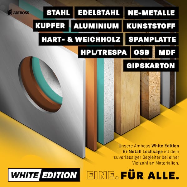 AMBOSS Team Edition Rapid Change Lochsägen Set HM&M42 22-83mm + Schnellwechselaufnahme + Verlängerung