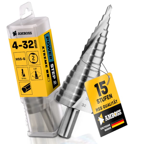AMBOSS Stufenbohrer HSS-G D:4-6-8-10-12-14-16-18-20-22-24-26-28-30-32mm