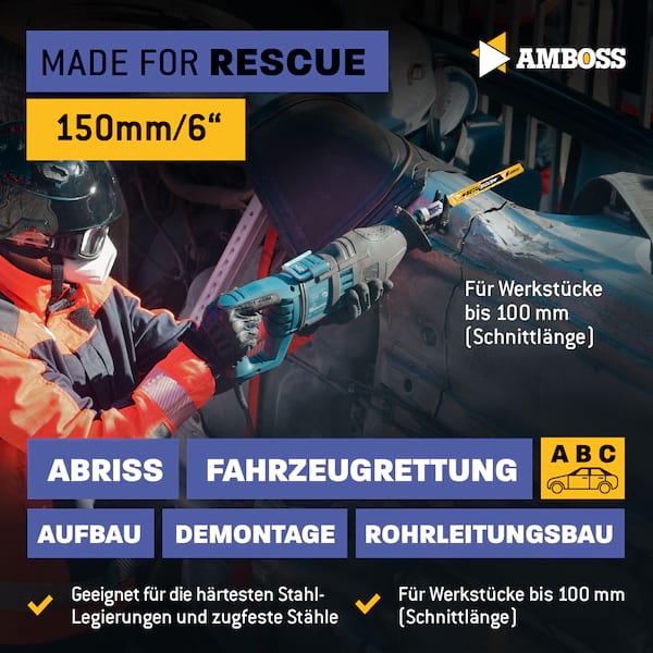 1x Amboss Metal Shock Säbelsägeblatt Länge 150 mm 8 ZpZ