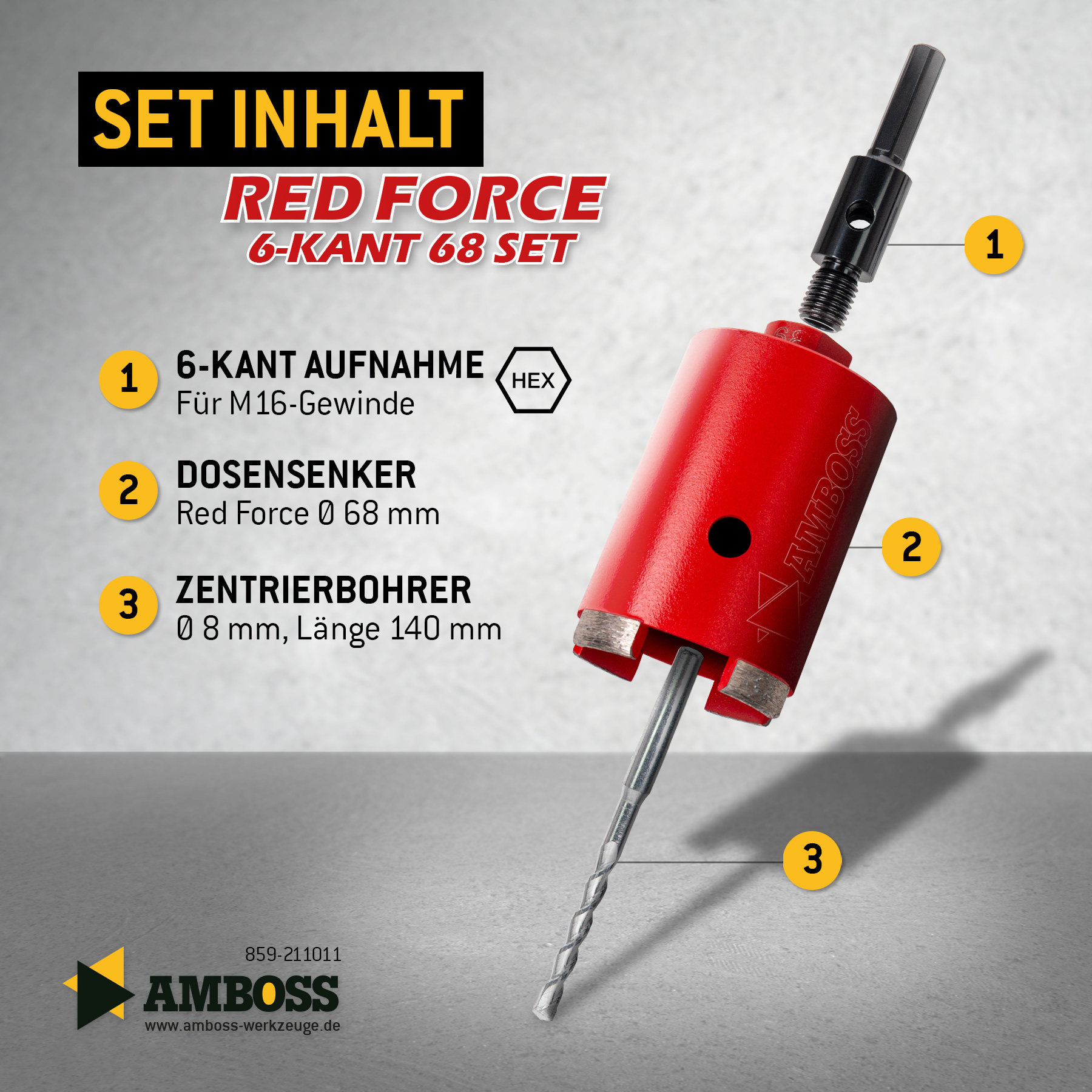 Dosensenker Red Force - 68 mm - 6-kant StarterSet