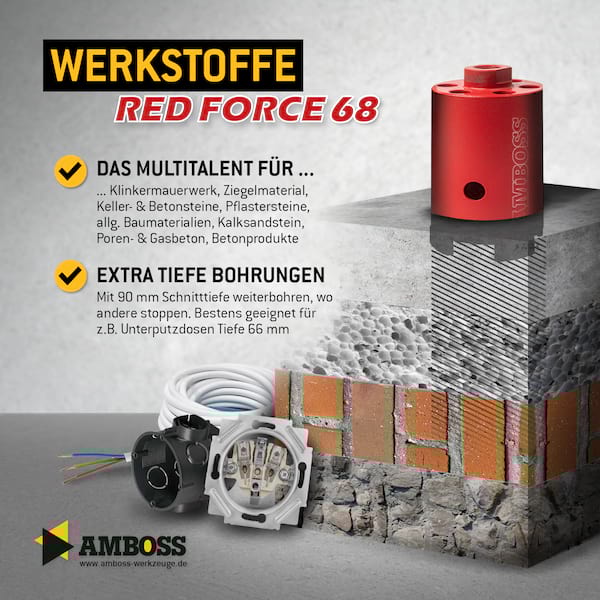 Dosensenker Red Force - 68 mm - SDS-Plus StarterSet