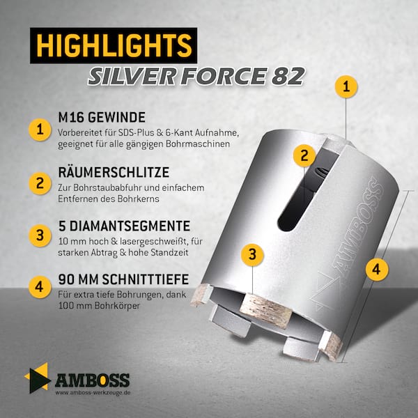 Dosensenker Silver Force - 82 mm - 6-kant StarterSet