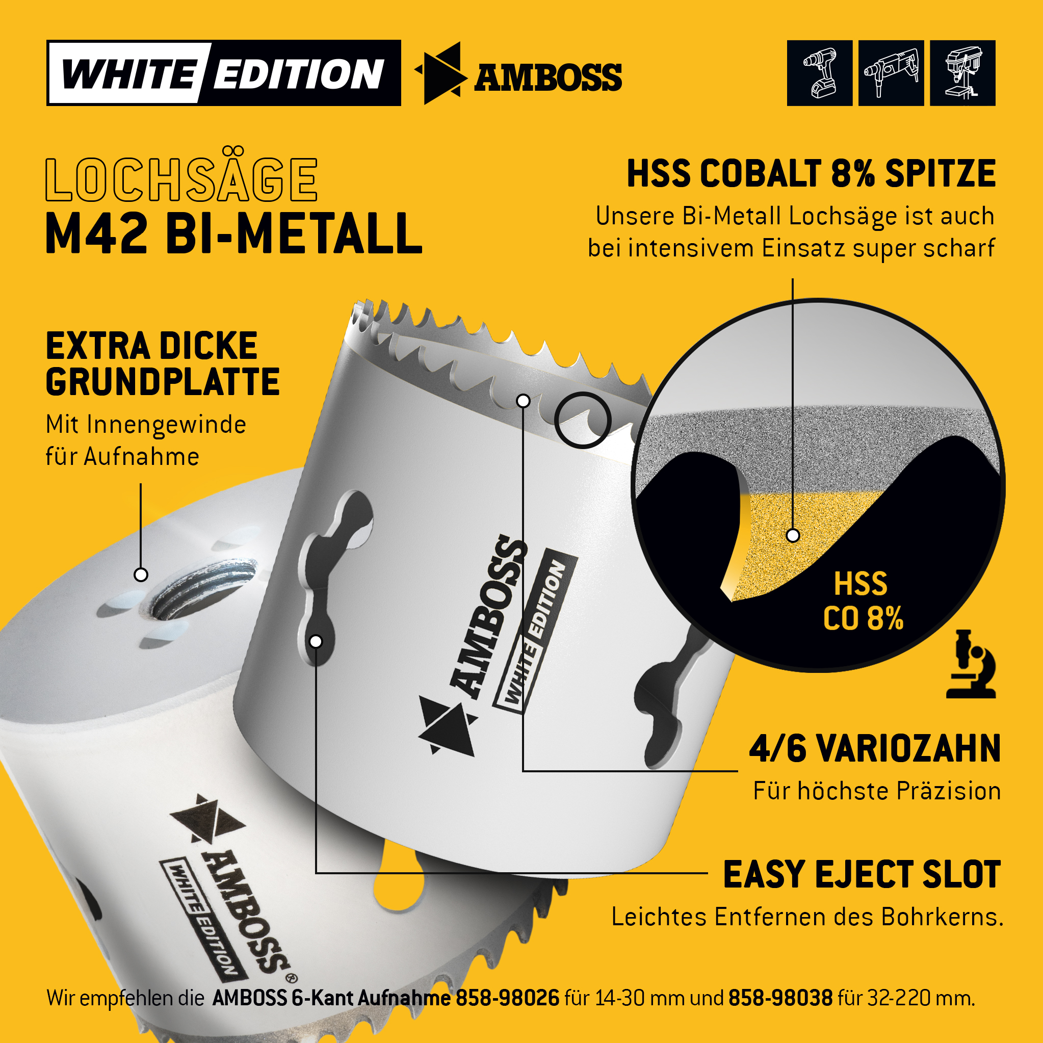 HSS M42 Amboss Lochsäge Ø 57 mm (ohne Aufnahme)