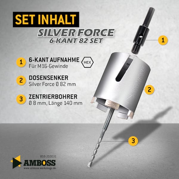 Dosensenker Silver Force - 82 mm - 6-kant StarterSet