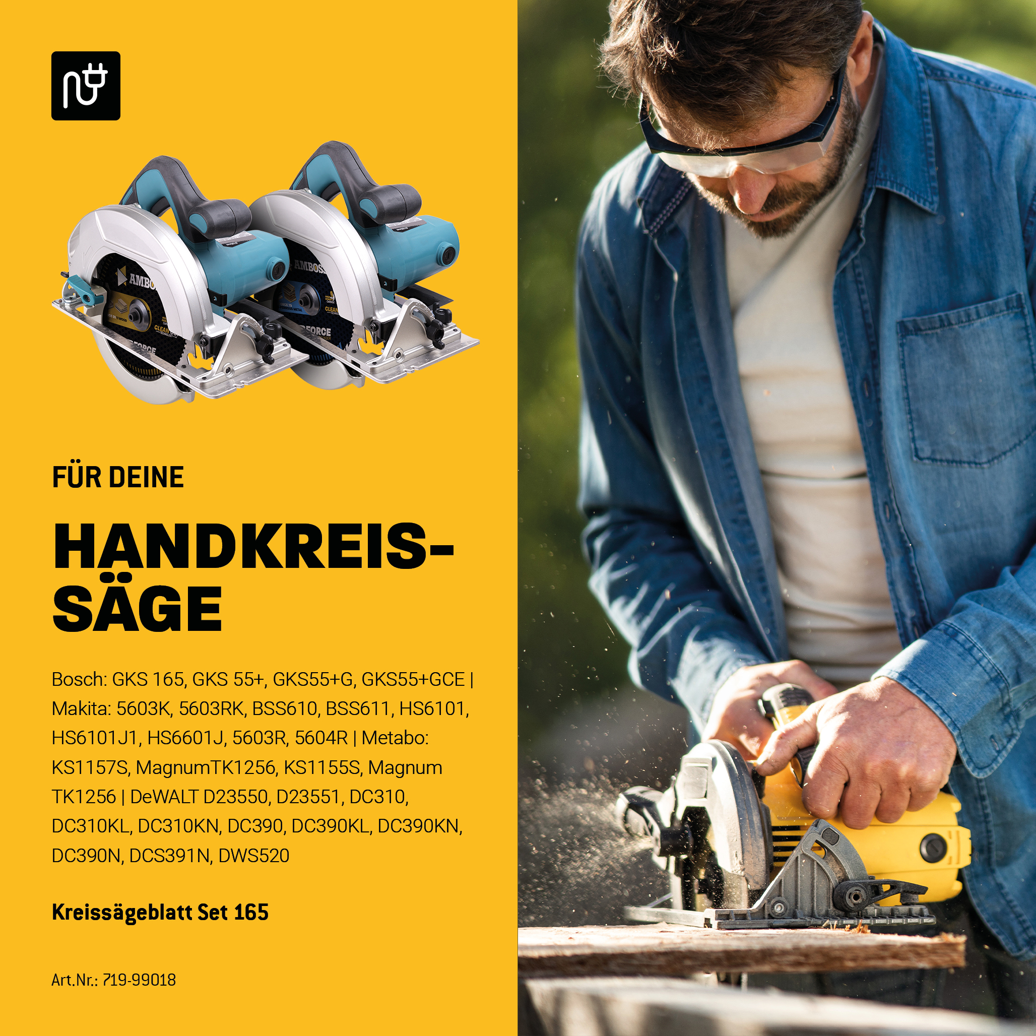 Ø165 x 20 Hand- Kreissägeblatt Set passend für Bosch GKS 165 GKS 55. Makita DHS630Z - AMBOSS WERKZEUGE® 165x20 Sägeblatt Sortiment