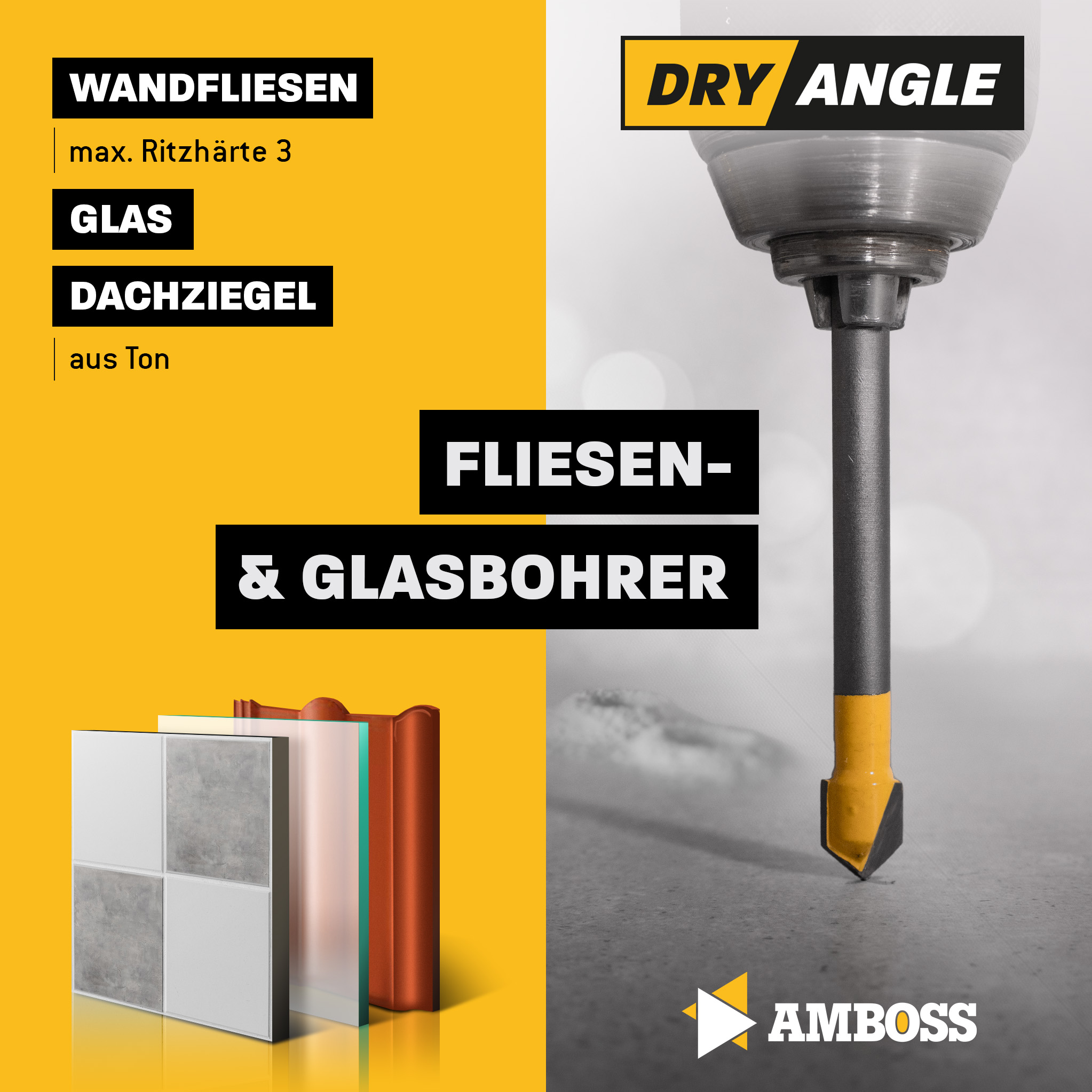 Amboss Dry Angle HM Fliesen- und Glasbohrer - Ø 5 mm - GL: 51 mm