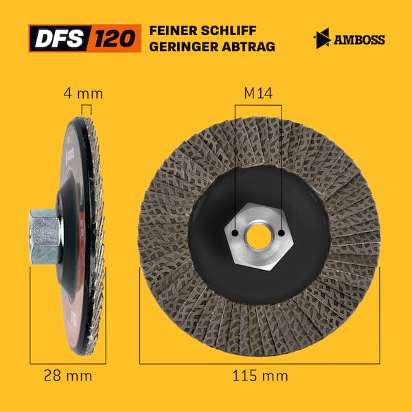 Amboss Diamant Fächerschleifscheibe 115mm K120 M14