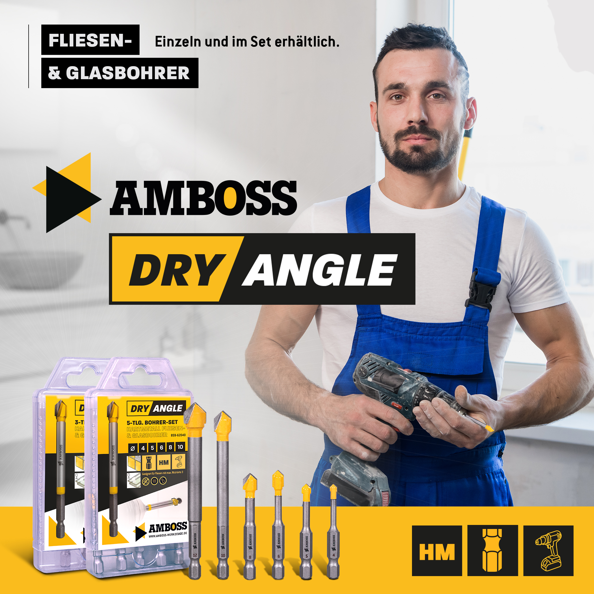 Amboss Dry Angle HM Fliesen- und Glasbohrer - Ø 5 mm - GL: 51 mm