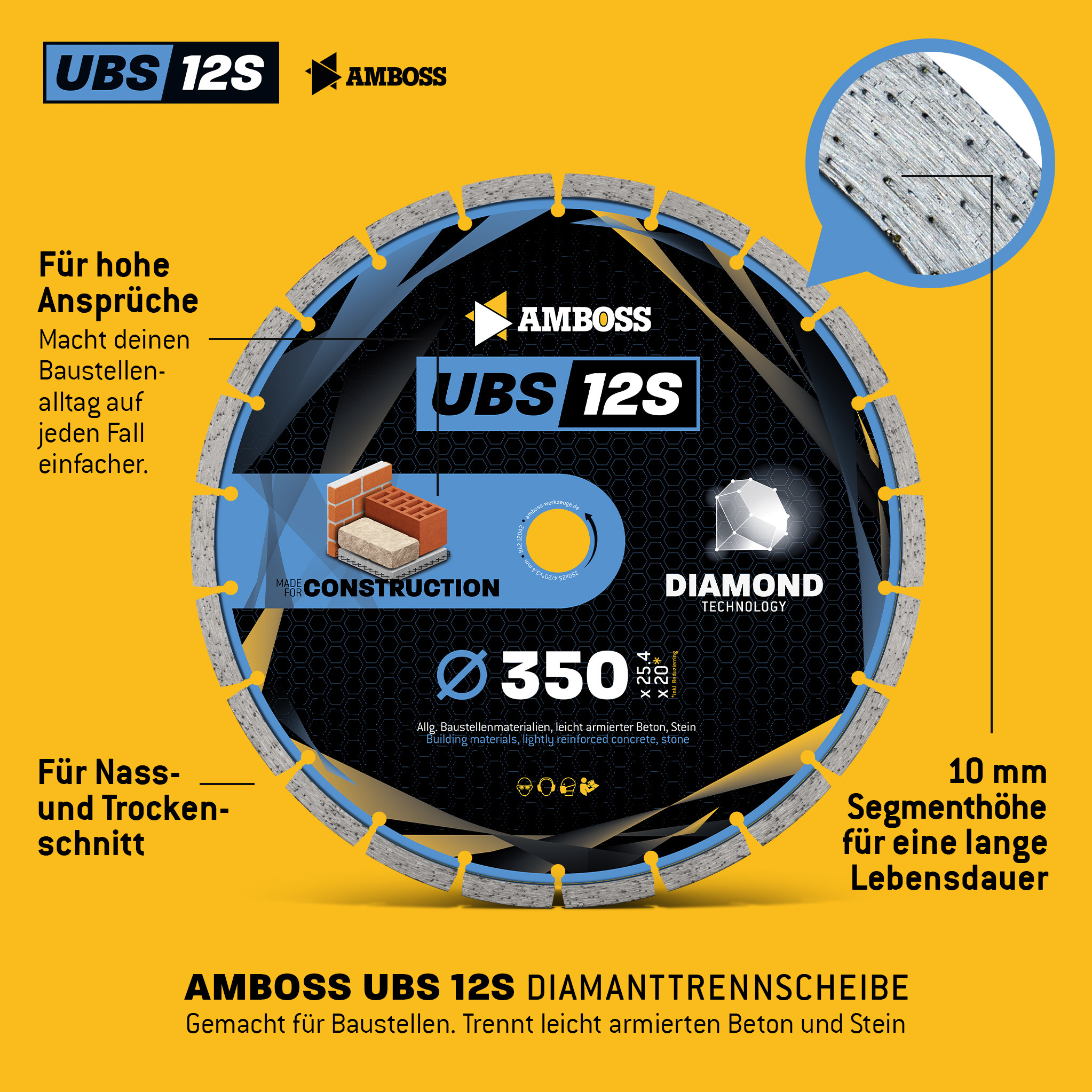 Amboss UBS 12S Diamant Trennscheibe - 350 x 3.4 x 25.4
