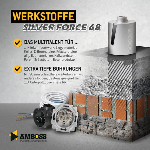 Amboss Dosensenker Ø 68 mm - M16-Aufnahme (Schnitttiefe 90 mm)