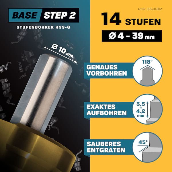 AMBOSS Stufenbohrer HSS-G D:4-6-8-10-12-14-18-20-24-25-30-33-36-39mm