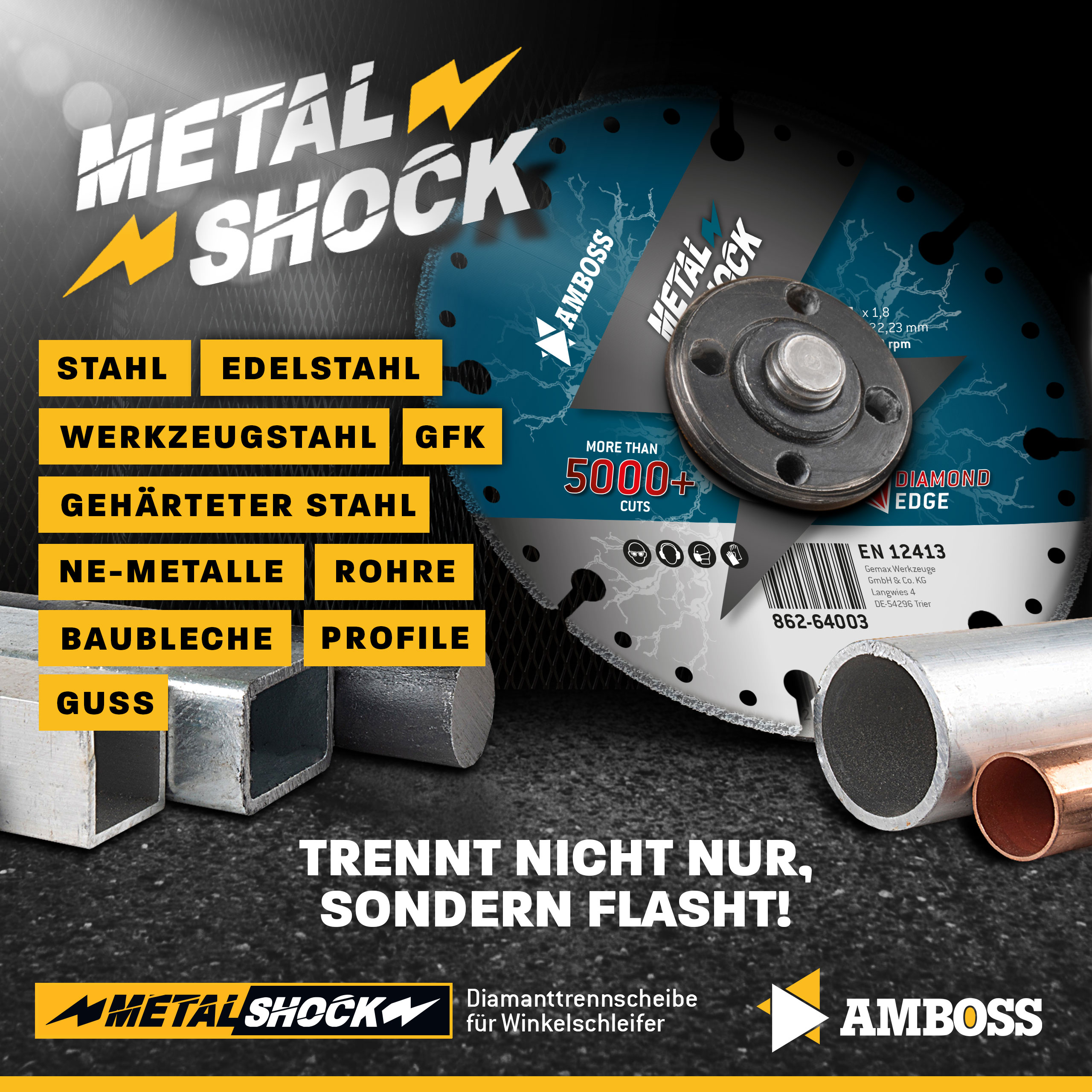 Amboss Metal Shock 5000+ - Diamant Trennscheibe 115 x 1,8 x 22,23 mm
