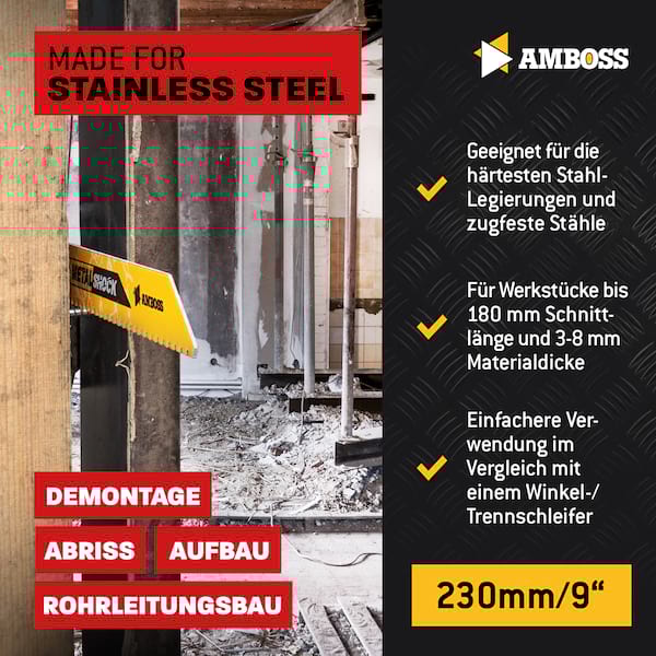 10x Amboss Metal Shock Säbelsägeblatt Länge 230 mm 10 ZpZ