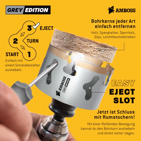 AMBOSS Team Edition Rapid Change Lochsägen Set HM&M42 22-83mm + Schnellwechselaufnahme + Verlängerung