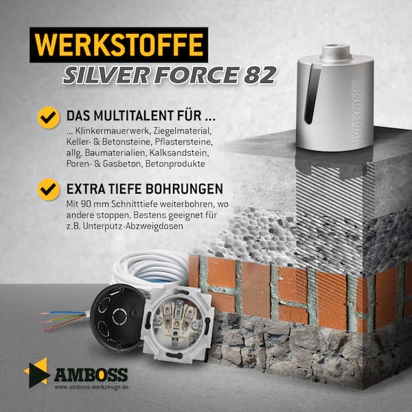 Amboss Dosensenker Ø 82 mm - M16-Aufnahme (Schnitttiefe 90 mm)
