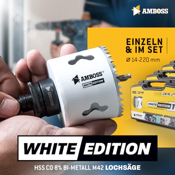 AMBOSS Team Edition Rapid Change Lochsägen Set HM&M42 22-83mm + Schnellwechselaufnahme + Verlängerung