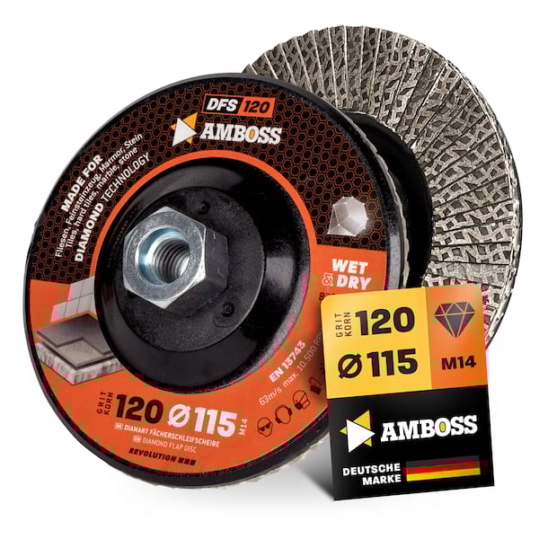 Amboss Diamant Fächerschleifscheibe 115mm K120 M14