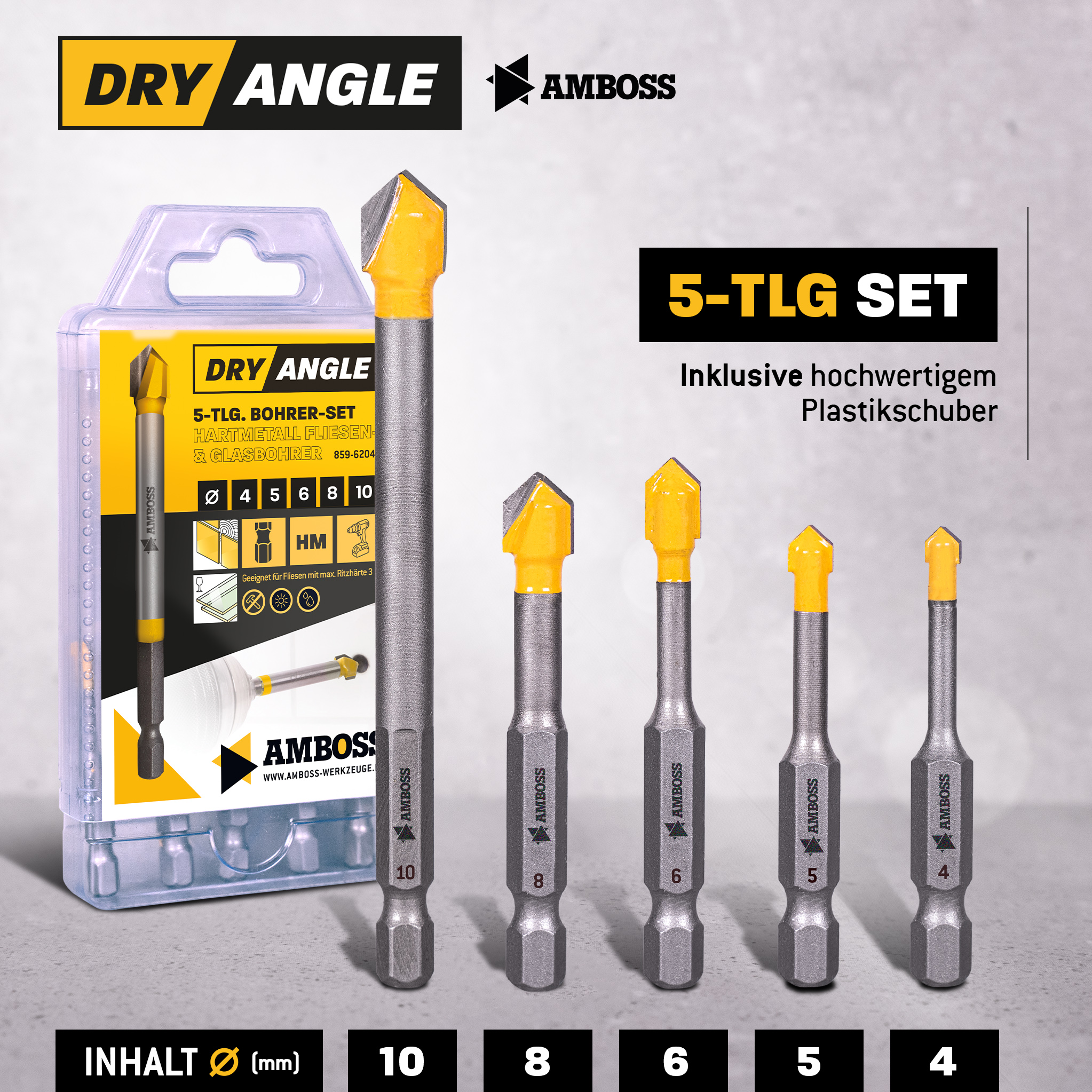 6-teiliges Fliesenbohrer-Set – Glas- & Keramikbohrer 3-10 Mm, Für Porzellan & Fliesen, TD-Schaft